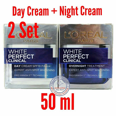 2 Set White Perfect Clinical Day Cream SPF 19 + Night Cream Moisturizer Face