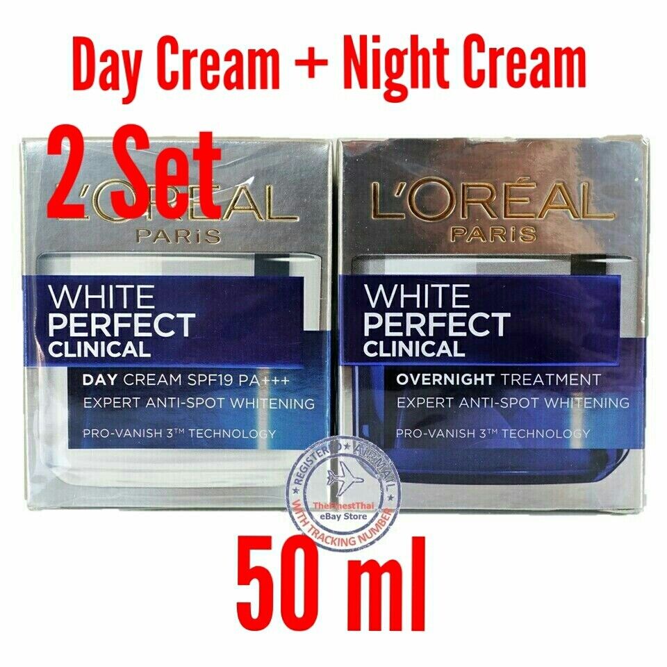 2 Set White Perfect Clinical Day Cream SPF 19 + Night Cream Moisturizer Face