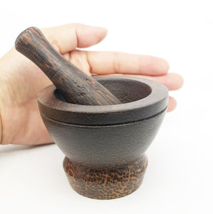 Small Mortar Pestle Wood Mini Wooden Thai Grinder Pill Crusher Handcraft Cute 3"