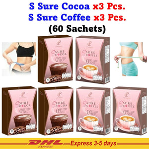 6x S Sure Cocoa & Coffee CofInstant Powder Mix Pananchita Low Calorie Sugar Free