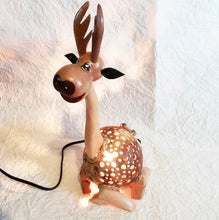 Load image into Gallery viewer, Vintage Table Lamp Shade Deer Coconut Shell Handmade Design Safari Night Light