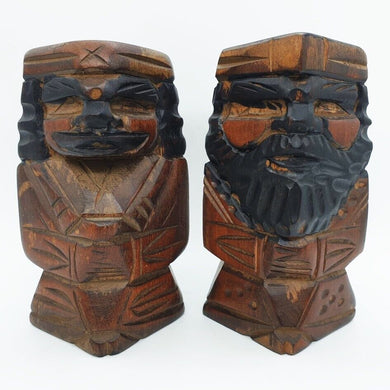 Ainu Wooden Dolls Vintage Indigenous Japanese Art Couple Man & Woman