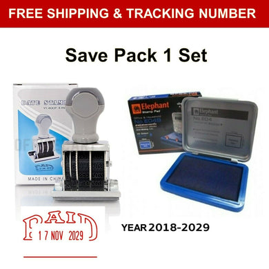 2020-2030 PAID RUBBER Stamp Stamper Date Year Wheel Office Bill With Ink Pad