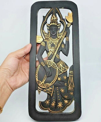 Asian Wood Panel Wall Thailand Art Decor Carved Hanging Handmade Hand Carved