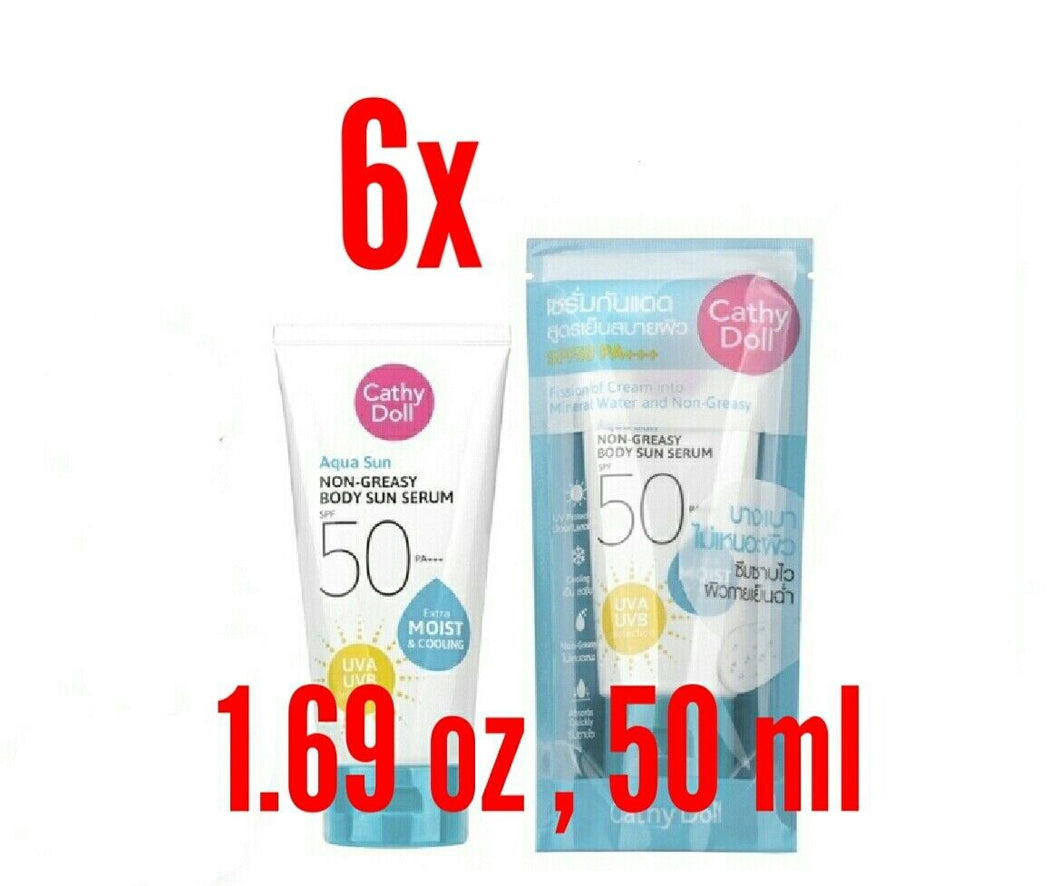 6x Sunscreen Aqua Sun Non Greasy Body Sun Serum SPF50 PA+++ Facial Cream 1.69 oz