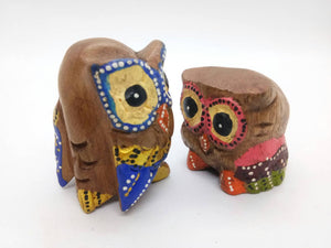 Owl LOVER soulmate Wood Owls Carved Doll Figurine Animal Collectibles Decor
