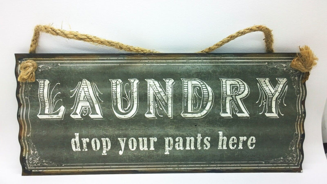 Laundry Sign Retro Plate Door Vintage Metal Poster Wall Tin Plaque Decor