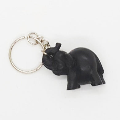 Black Elephent Mini Resin Carve Figurine Keychain Design Cute Wood Color