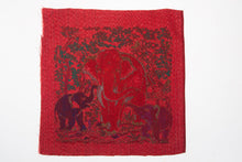 Load image into Gallery viewer, Fabric Red Sacred image Thai Painting Tripple Elephant Gold Picture Wall Art