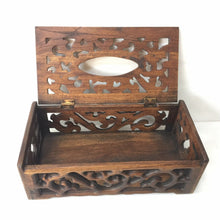 Load image into Gallery viewer, Teak Wood Wooden Tissue Box Cover Rectangular Holder Vintage Craft Decorative