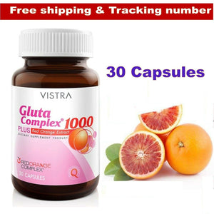 VISTRA Gluta Complex 1000 Plus Red Orange Extract Healthy Radiance Skin 30 Caps