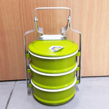 Load image into Gallery viewer, Vintage Lunch Box Bento Enamel Tiffin Food Carrier Color Container Pinto Green