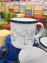 Load image into Gallery viewer, Thai Elephant Enamelware Cup Mug Vintage Coffee White Blue Thai Enamel Camping