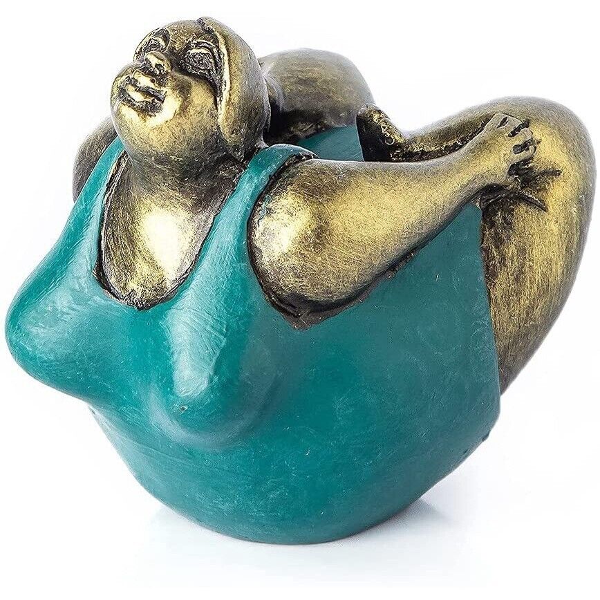 Bow Pose Yoga Thai Solid Fat Woman Lady Yoga Art Sculpture Statue Vintage Cute