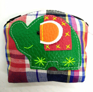 Elephant Mini Cute V.5 Purse Sewing Handmade Fabric Thai style colorful pattern