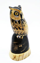 Load image into Gallery viewer, Owl Sculpture Water Buffalo Horn Carved 5&quot; Feng Shui Bird Decor Collectible Gift