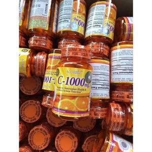 100 Pcs.AUTHENTIC ACORBIC VITAMIN C-1000 MG Radiant Skin Fast ship DHL express