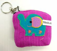 Load image into Gallery viewer, Elephant Fabric Keyring V.10 and Purse Hand sewing charm Animal Keyring Souvenir