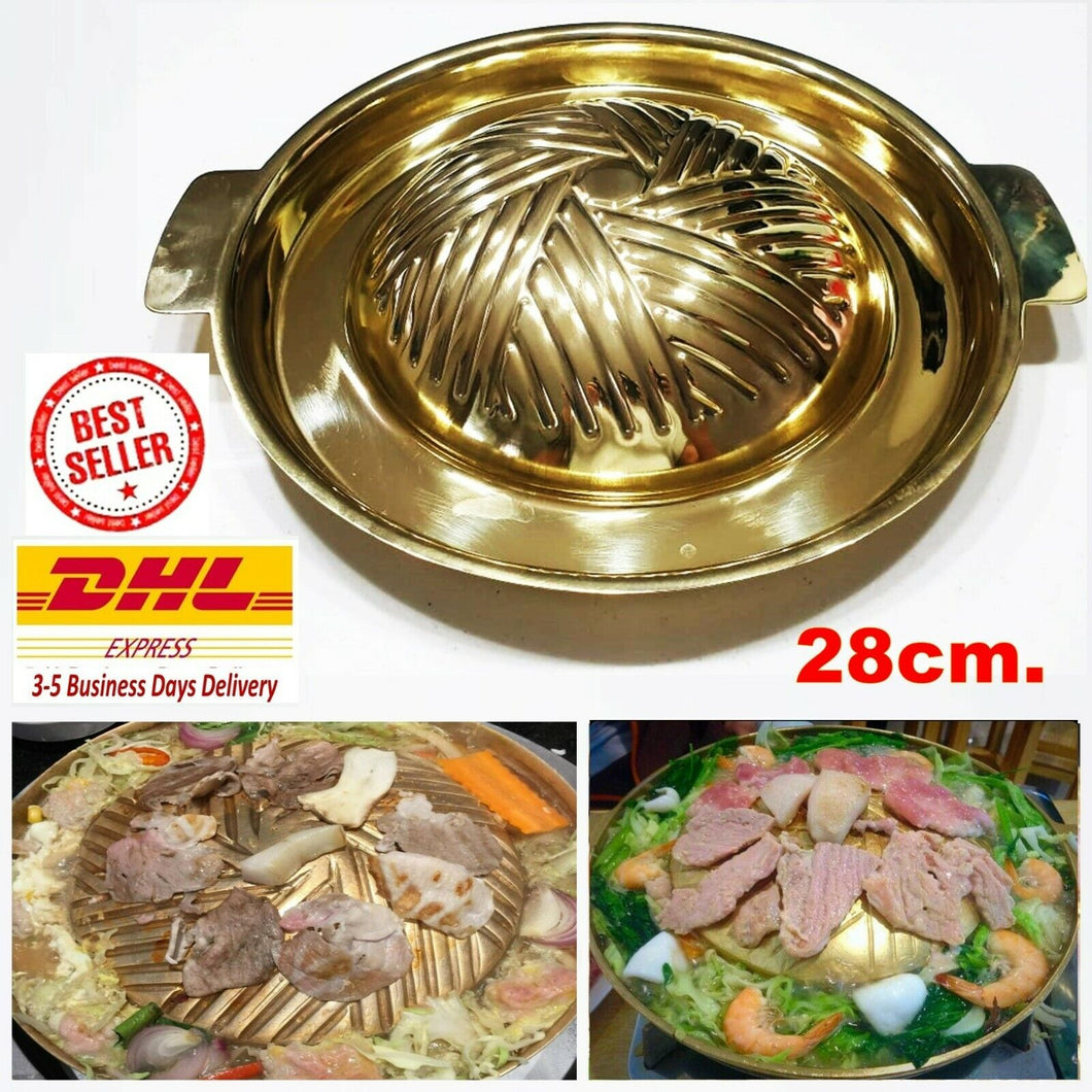 Cooktop Brass BBQ Hot Pan Thai Korean Style Grilled Steak Shabu Seafood Outdoor