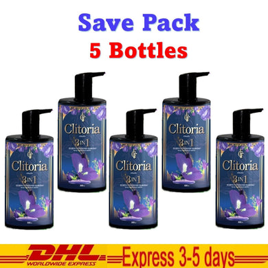 5x Clitoria Secret Shampoo 100% Natural Extract Ginseng Butterfly Pea Bergamot