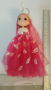 Girl Cute Bride Pink Dress Mini Doll Keyring Charm Animal Keyring Souvenir