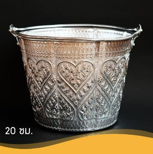 Ice Bucket Aluminum Thai Traditional Pattern Restaurant Kitchenware Container
