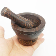 Load image into Gallery viewer, Small Mortar Pestle Wood Mini Wooden Thai Grinder Pill Crusher Handcraft Cute 3&quot;