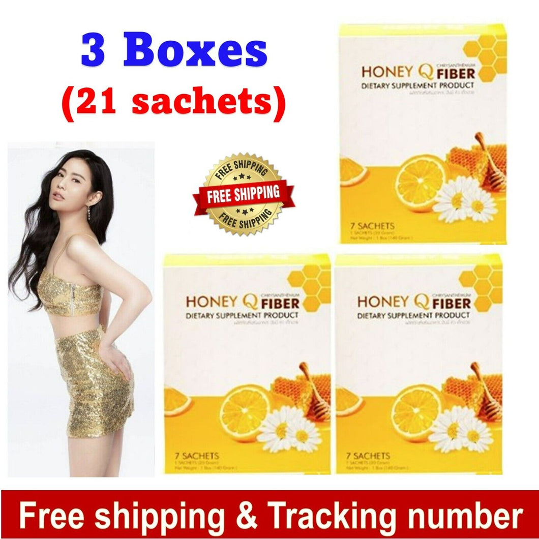 3 X HONEY Q FIBER Detox Dietary Supplement Weight Control