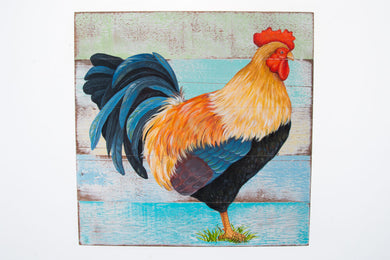 Hen Wood Painting Vintage Frame Chicken Wall Decor Picture Drawing Handmade Hang
