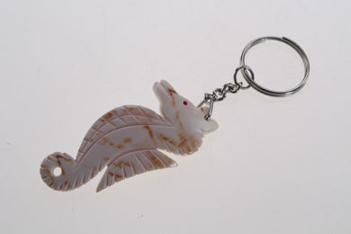 Mini Horse Fish Keyring Shell Natural Carve Figurine Keychain Sea Design Cute