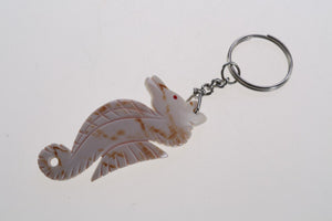 Mini Horse Fish Keyring Shell Natural Carve Figurine Keychain Sea Design Cute