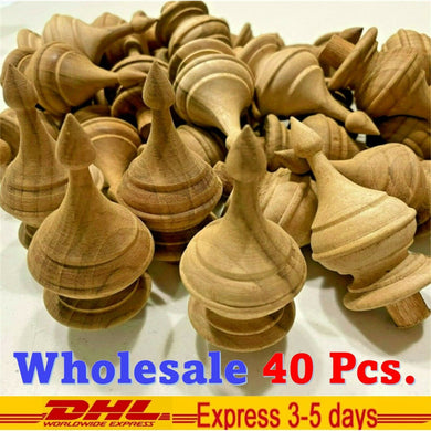 Lot Wooden Finials For Tops Of Clock Cases Unfinished Wholesale DHL Ship 40Pcs.