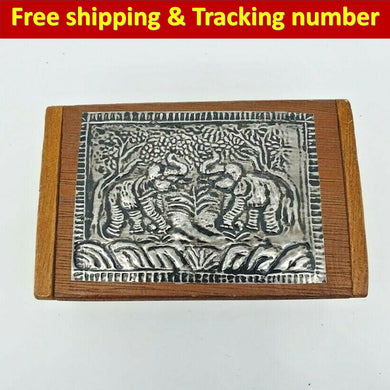 Teak Wood Box Jewelry Storage Wooden Holder Coin Versatile Thai Vintage Trinket
