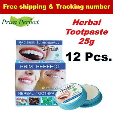 12x Prim Perfect Toothpaste100%Thai Natural Herbal Strong Formula Clean Care 25g