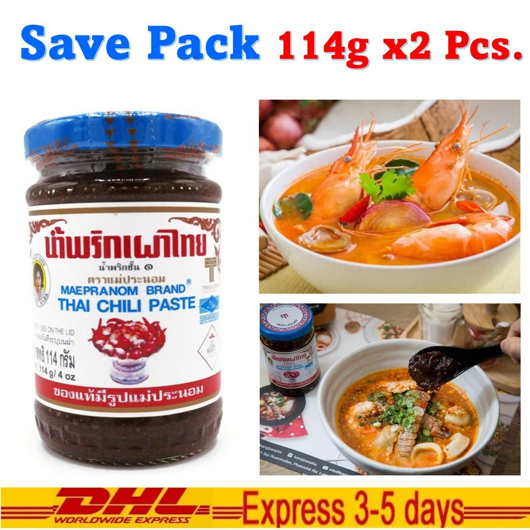 2x Thai Chili Paste Maepranom Nam Prik Pao Food Seasoning Original Tom Yum Soup