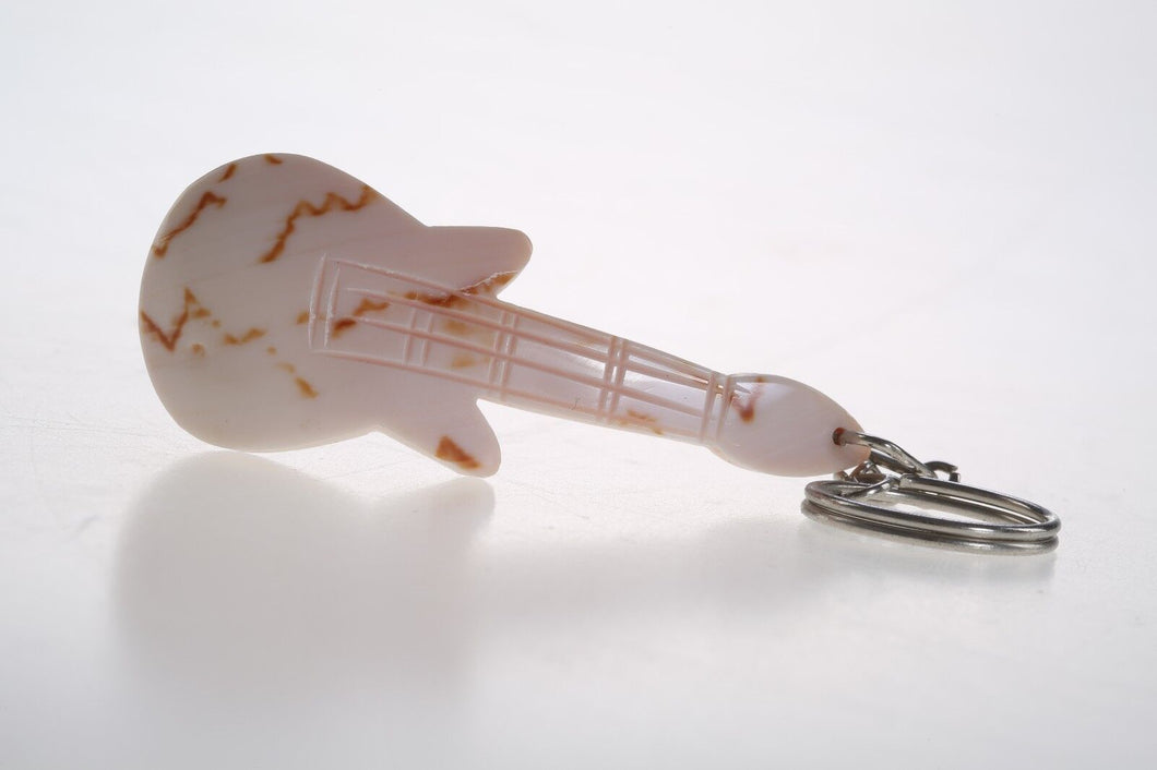 Mini Guita Keyring Shell Natural Carve Figurine Keychain Sea Design Cute