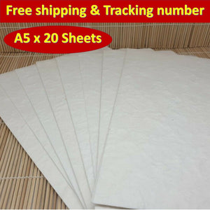 Mulberry Paper Sheet Handmade Natural White Invitation Card Craft Art (20pcsxA5)