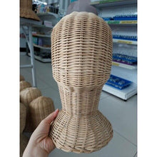 Load image into Gallery viewer, 30cm Handcraft Mannequin Wicker Rattan Head Wig Hat Stand Shop Decorate