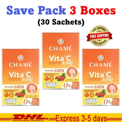 3x CHAME Vita Plus C Acerola & Rose Hips Clear Radiant Skin Strengthen Collagen