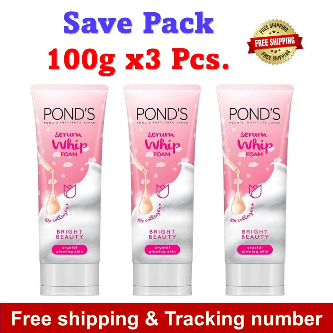 3x100g POND'S Serum Whip Foam Bright Beauty 10x Glow Skin Softening Cleanser