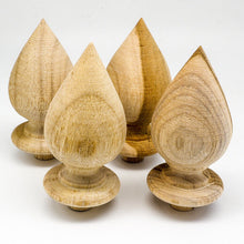 Load image into Gallery viewer, Set 4 x3.25&quot; TeakWood Lotus Shape Drapery Rod Finial Curtain Rail post Cap Furni