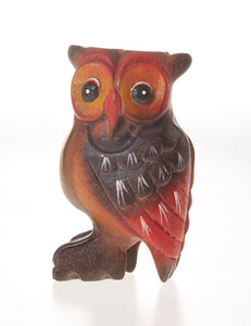 Owl Wooden Carved Owlet Figurine Collectible Play Blowing Hole Owlish Sound Idea