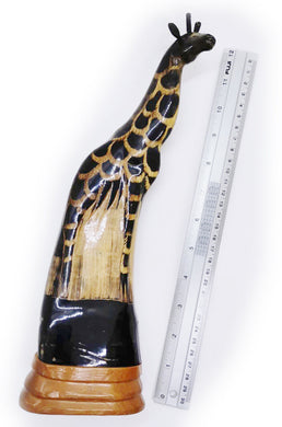 Giraffe Sculpture Water Buffalo Horn Carved 11