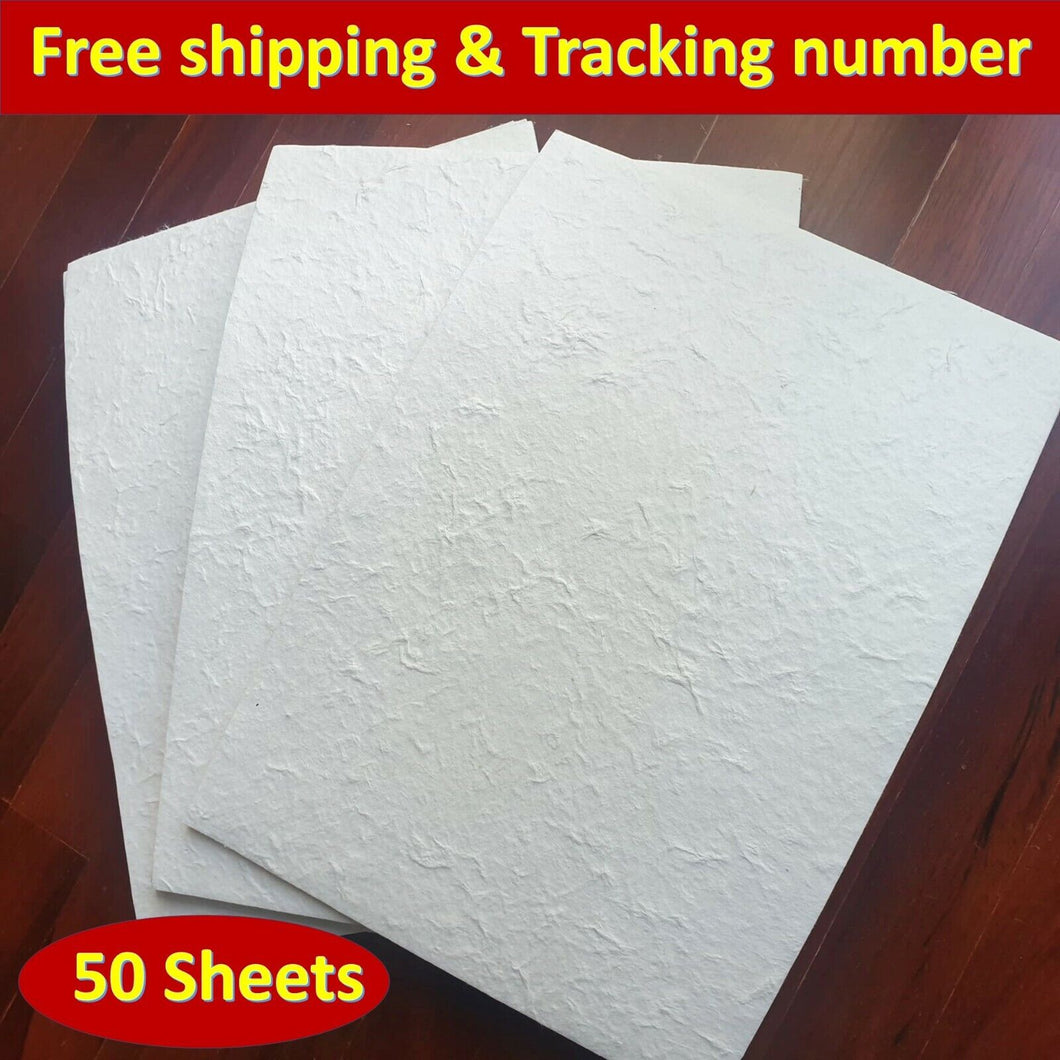 50 Sheets White Thick Mulberry Paper Sheet Handmade Paper Scrapbook Craft Card