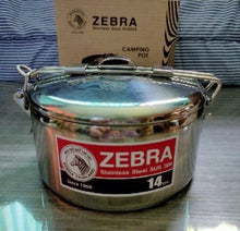 Load image into Gallery viewer, Tiffin Zebra Brand Stainless Picnic Lunch Box 1Tier 2Layer Food Carrier Size 14&quot;