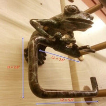 Load image into Gallery viewer, Brass Roll Tissue Paper Holder Hang GREEN FROG Toilet Wall free standing toilet