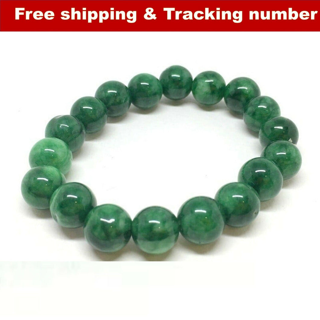 BURMA JADE Beads Bracelets Maw Sit Beautiful Jadite Stones 10 mm. Size 15-20 cm.