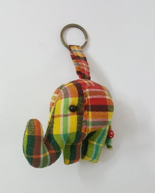 Doll Elephant Scotch Pattern Keyring sewing charm cute Fabric animal lover