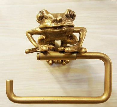 Brass Roll Tissue Paper Holder Hang BIG FROG Toilet Wall free standingHome Decor