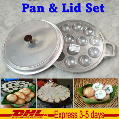 THAI MOLD PAN STOVE & LID ALUMINUM HOLE Model Kanom Krok Coconut Cake Mold Maker